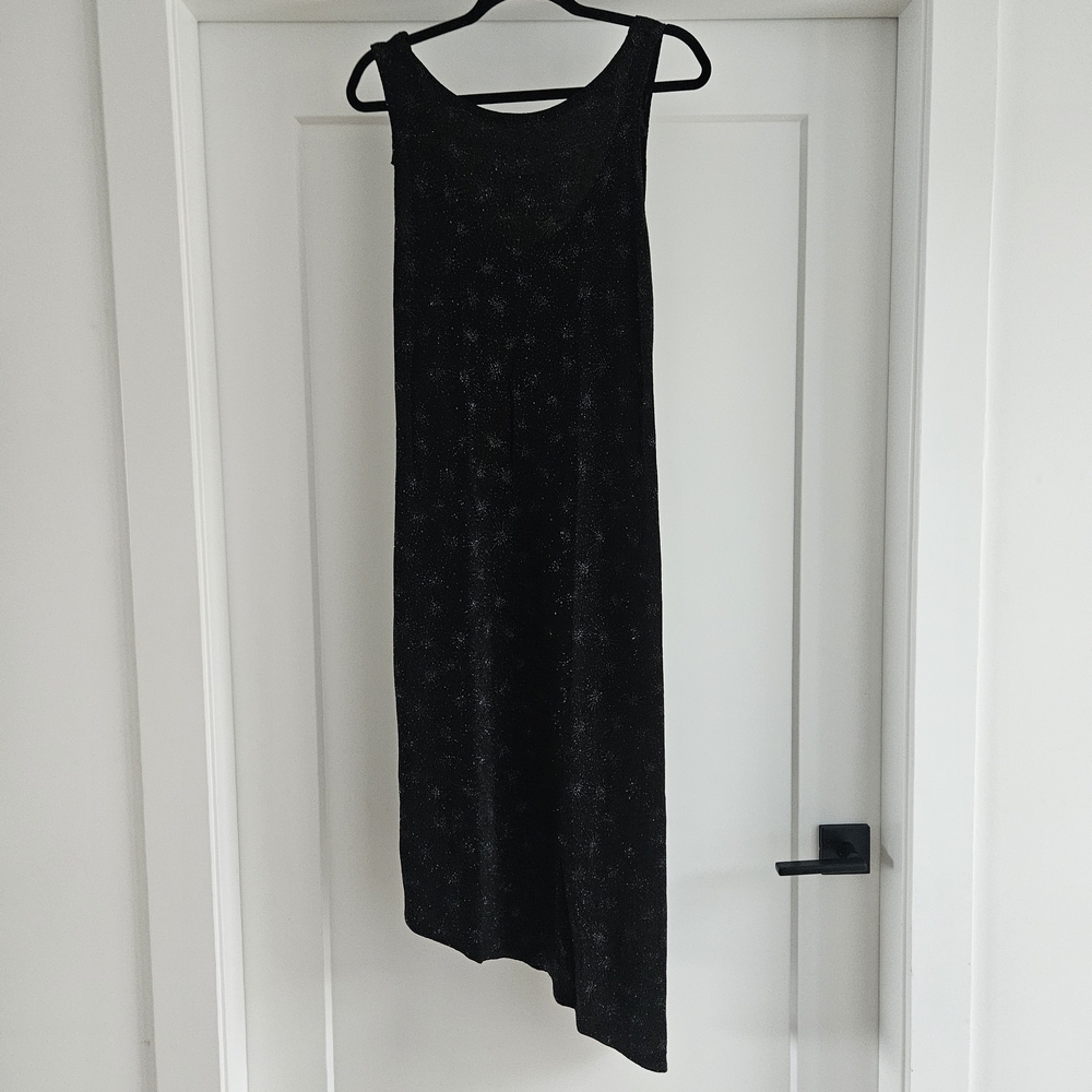 Ronni Nicole Y2k Black Sparkly Low Back Midi Dress